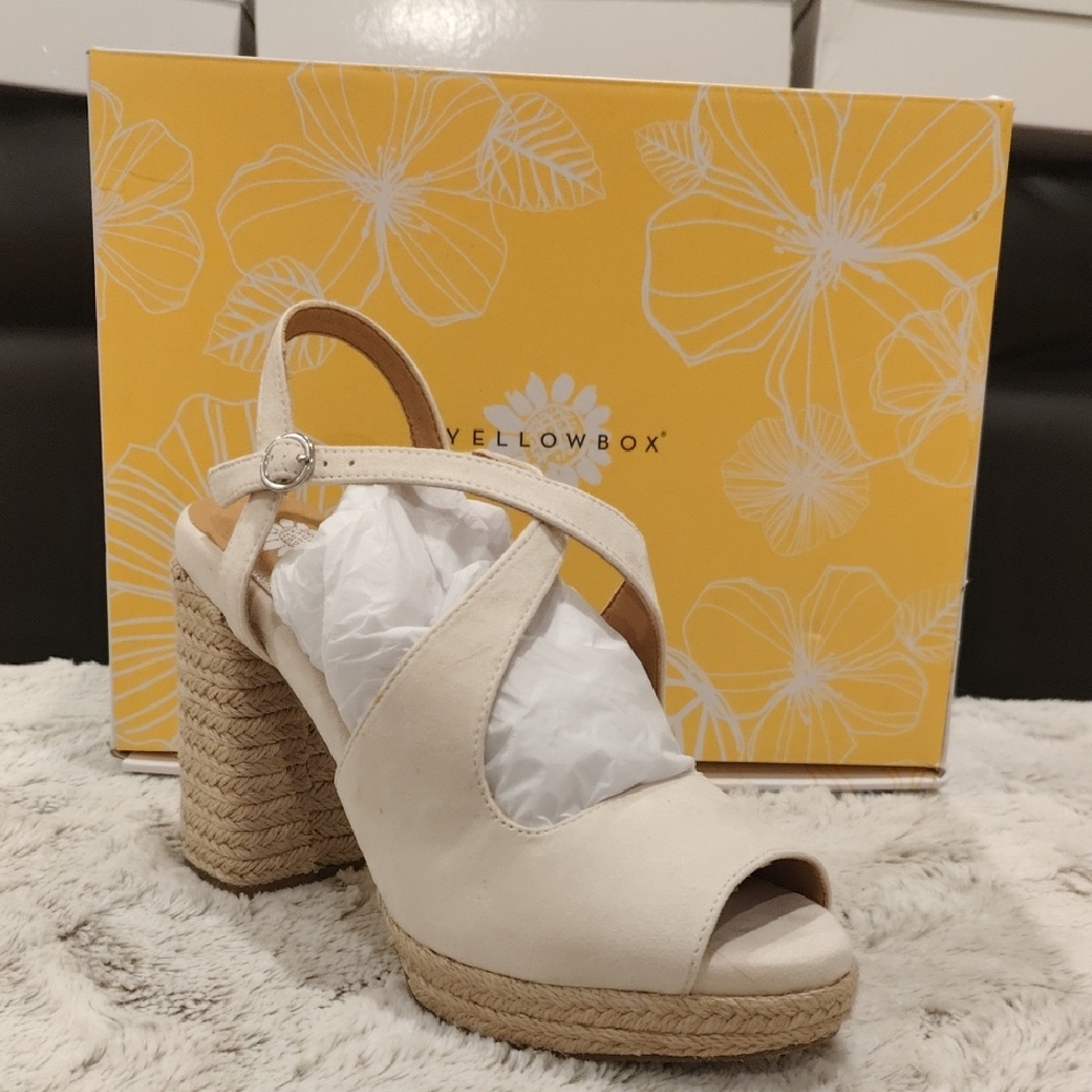 Yellow Box Off-White Wedge Sandals